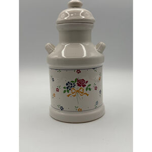 Vintage Floral Kitchen Canister Milk Can Style Ceramic Jar